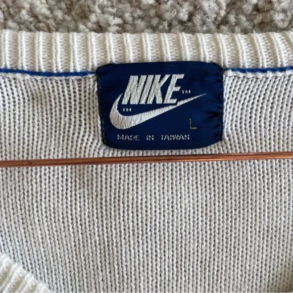 Nike Vintage Tennis Sweater Blue Label Large Golf Sports Leisure 80s Old Money - Picture 9 of 11